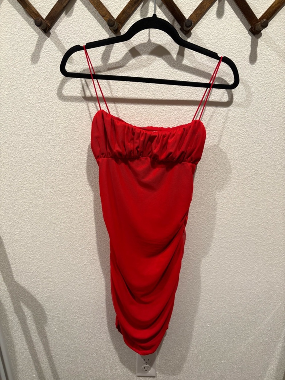 Princess Polly Red Ruched Spaghetti Strap Dress